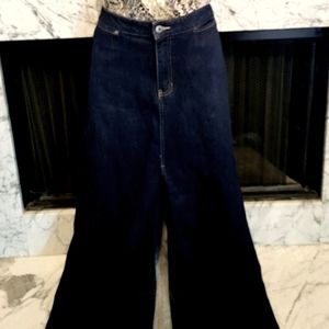 Long denim skirt with